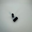 Two black objects on a white background